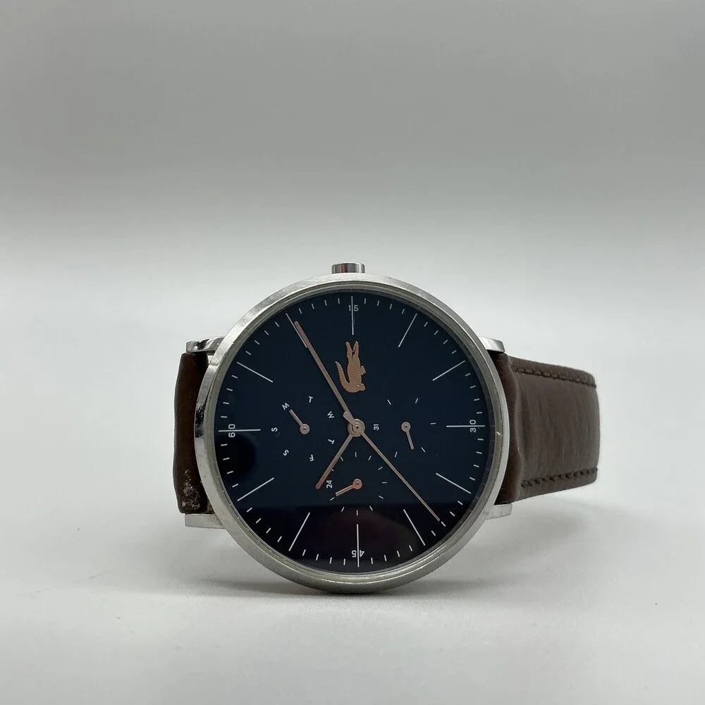 Lacoste LC.96.1.14.2884 Mens Watch 40mm Blue Dial Silver Tone Leather New Batt